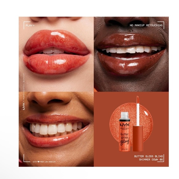 NYX Butter Gloss Bling Non-Sticky Lip Gloss Shade Shimmer Down Full Size NWT - Picture 3 of 13